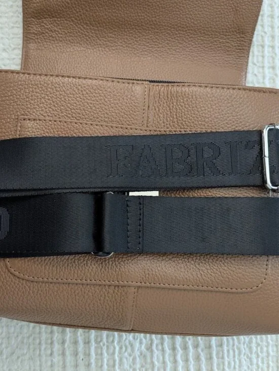 Genuine Leather Sand Structured Satchel Bag Top Handle Crossbody - Picture 7 of 13